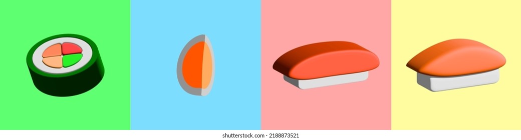 set of sushi design with 3 d concept. vector illustration