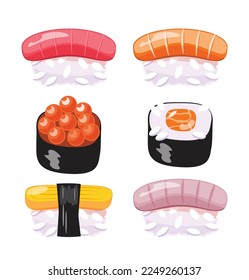 Set of Sushi elements vector illustration