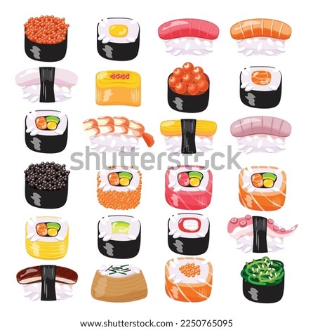 Set of Sushi elements vector illustration