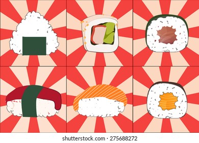 Set of sushi food