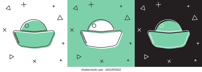 Set Sushi icon isolated on white and green, black background. Traditional Japanese food.  Vector Illustration