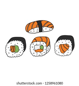 Set of sushi icon. Japanese food element.