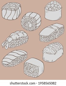 Set sushi. Japanese food style