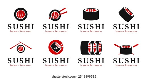 Set of sushi logo design for Japanese restaurant and food branding vector template illustration