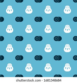 Set Sushi and Maneki neko cat on seamless pattern. Vector