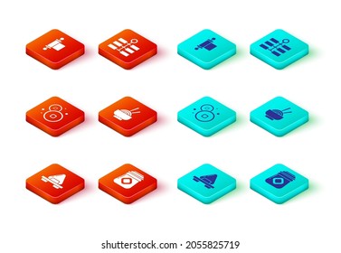 Set Sushi on cutting board, Jar of honey, Chinese Yuan currency, Asian noodles bowl, Firework and Decree, paper, parchment, scroll icon. Vector
