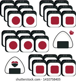 Set of sushi and onigiri Icons.