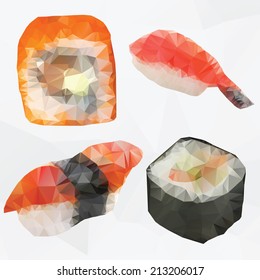 Set of sushi - polygonal vector