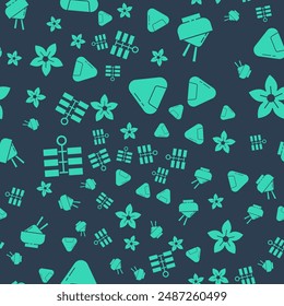 Set Sushi, Rice in a bowl with chopstick, Firework and Lotus flower on seamless pattern. Vector