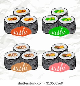 set of sushi roll
