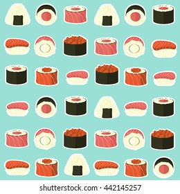 Set of sushi and rolls of different flavors