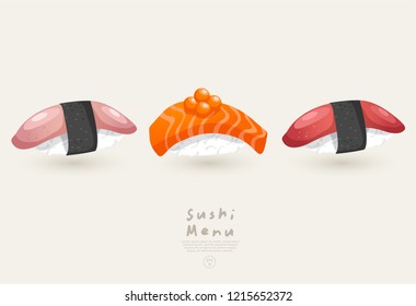 Set of Sushi Rolls : Vector Illustration