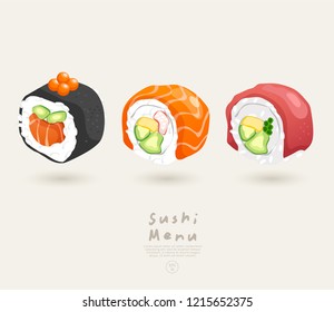 Set of Sushi Rolls : Vector Illustration
