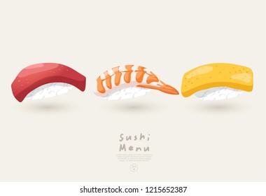 Set of Sushi Rolls : Vector Illustration