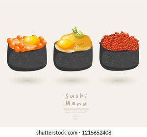 Set of Sushi Rolls : Vector Illustration