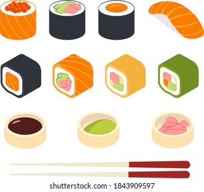 Set of sushi rolls vector illustration