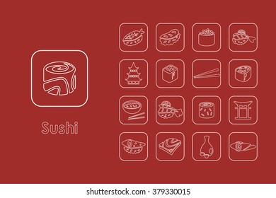 Set of sushi simple icons
