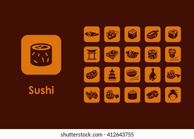 Set of sushi simple icons