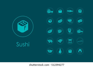 Set of sushi simple icons