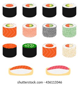 Set of sushi, vector illustration