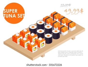 Set of sushi vector - super salmon