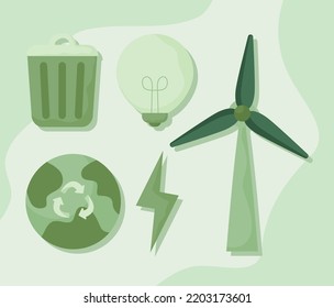 set of sustainable living elements