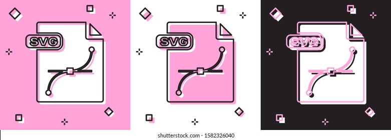 Set SVG file document. Download svg button icon isolated on pink and white, black background. SVG file symbol.  Vector Illustration