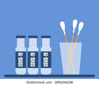 Set of swab test about coronavirus or COVID-19. Cartoon vector style for your design.