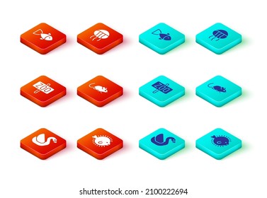 Set Swan bird, Puffer fish, Zoo park, Rat, Jellyfish and Fish icon. Vector