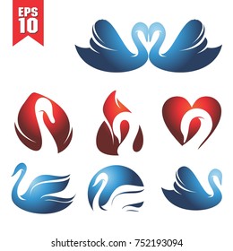set of swan logo design template