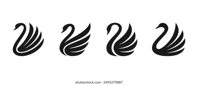 set of swan logo vector illustration