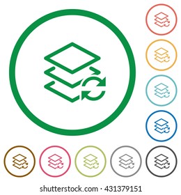 Set of swap layers color round outlined flat icons on white background