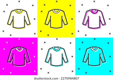 Set Sweater icon isolated on color background. Pullover icon. Sweatshirt sign.  Vector