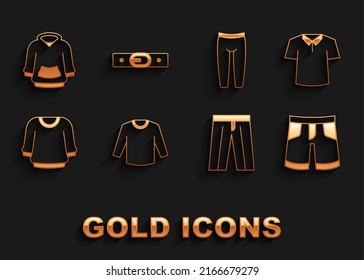 Set Sweater, Shirt, Short or pants, Pants, Leggings, Hoodie and Belt icon. Vector