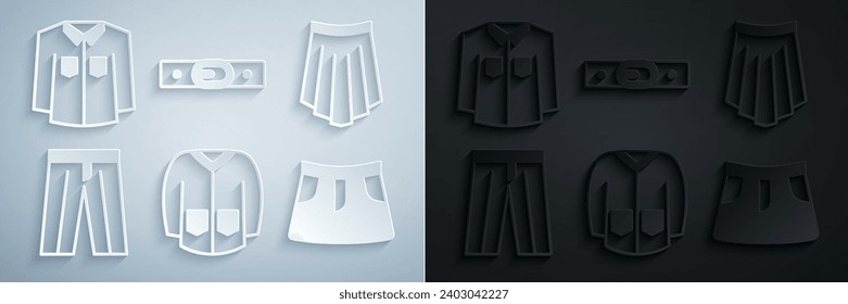 Set Sweater, Skirt, Pants, Belt and Shirt icon. Vector