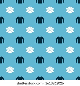Set Sweater and Textile fabric roll on seamless pattern. Vector