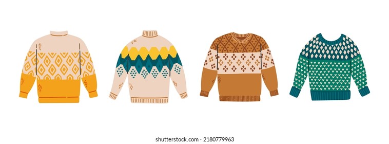 Set of sweaters warm autumn vector illustration