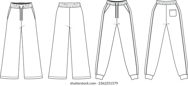 set sweatpants duo vector set illustration, jersey pants illustration