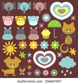 A set of sweet babyish elements