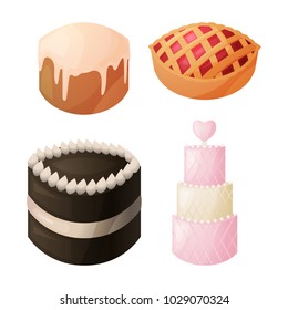 A set of sweet baked goods for dessert: chocolate cake, cake, homemade cake, wedding cake. Festive sweet cakes, pies, pastry for: birthday, wedding, halloween, christmas, new year, celebration of even
