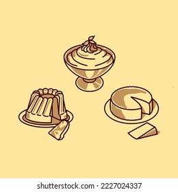 Set of sweet bakery icons, such as ice cream, cake, smoothies, bread
