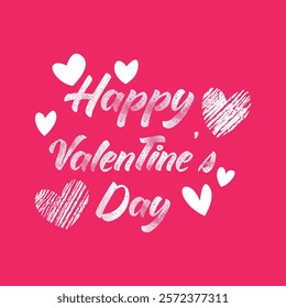 Set of sweet and bright greeting card in red and pink colors for Valentine's Day. Drawn hearts and beautiful lettering. Set of colorfull hand-drown hearts.