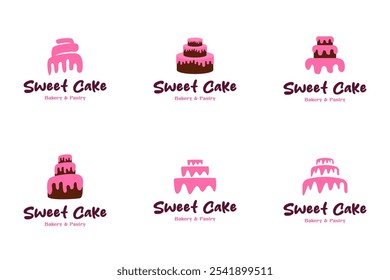 Set of sweet cake logo design for bakery and pastry shops vector collection template illustration