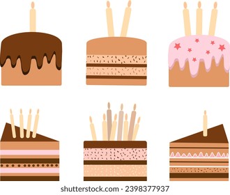 Set of sweet cakes, collection of pies