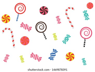 Set of sweet candies. Vector illustration of candies isolated on white background. Candy