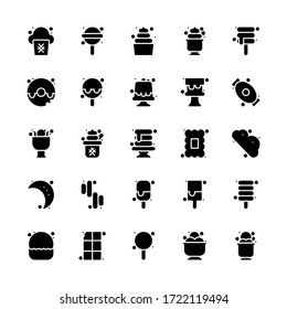 Set of sweet and candy glyph style icon - vector