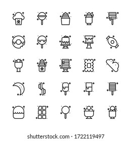 Set of sweet and candy outline style icon - vector