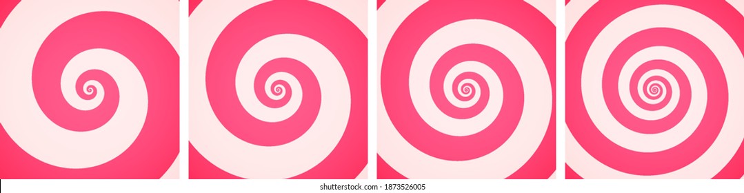 Set of sweet candy spirals abstract vector backgrounds