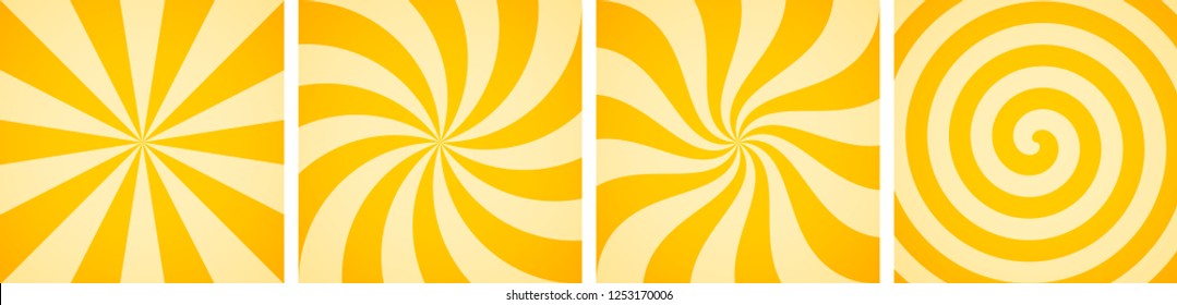 Set of sweet candy yellow abstract vector backgrounds.