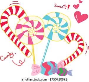 Set Sweet Candy,On white background.Vector illustration.